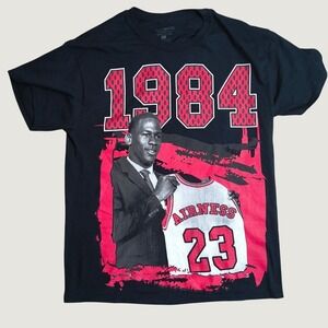 Authentic Classics Michael Jordan 1984 Draft Day T-Shirt Men Size L Black Cotton